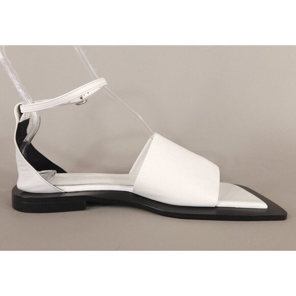 Flat Apartment Chain Strap Sandals Size 38 8 Women's White Leather $470 - Picture 9 of 12